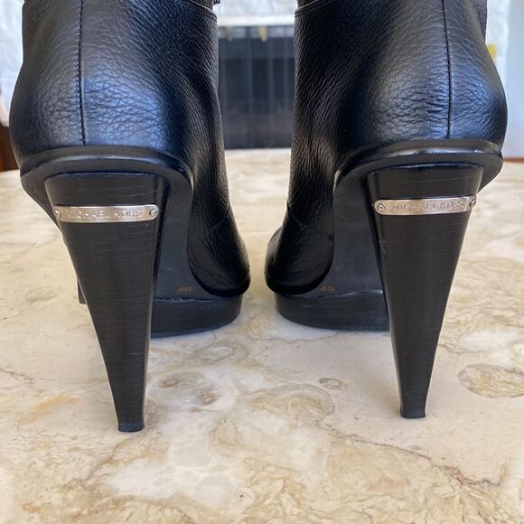 Michael Michael Kors St. Marks Peep Toe Platform Slouch Ankle Leather Boots - Picture 7 of 8